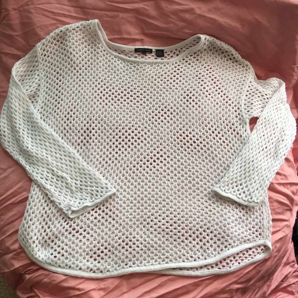 White with silver accent sweater.